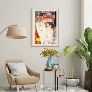 Gustav Klimt print afdrukbaar, drie leeftijden van vrouw 1905, moeder en kind kunst, klimt kunst aan de muur, moederschap kunst afbeelding 8