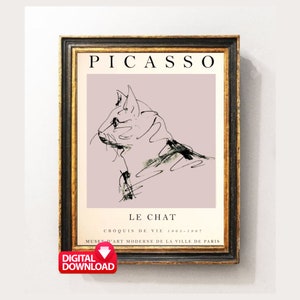 Picasso Cat Print, Picasso Animal Print, Picasso Cat line Art, Picasso Line Drawing, Cat Line Drawing, Picasso Cat Wall Art Printable