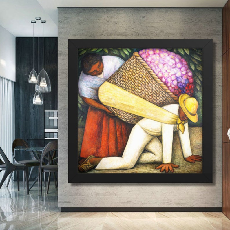 The Flower Carrier 1935, Famous Painting by Diego Rivera, Vintage