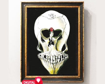 Print Salvador Dali-danseres schedel: surrealistische ballerinakunst (digitale download)