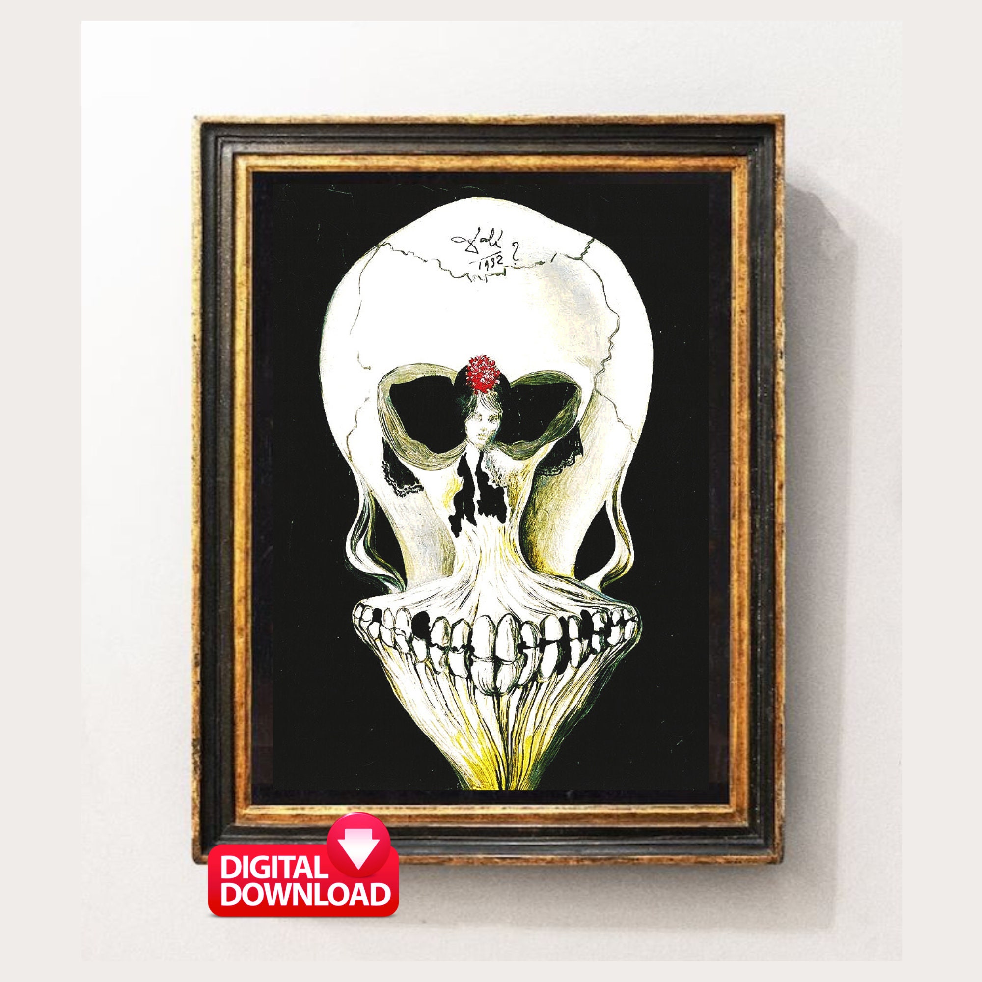 saintmxxxxxx DALI　SKULL Lサイズ Salvador Dali Dancer Skull Print: Surrealist Ballerina Art