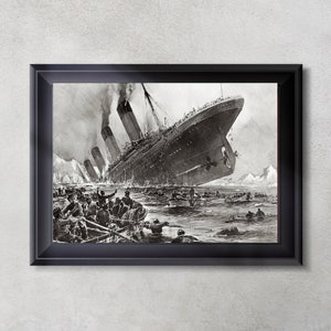 Titanic Sinking Drawing 1912, Historical Art Print, Titanic Print, RMS Titanic, Titanic Drawing, Vintage Titanic Photo