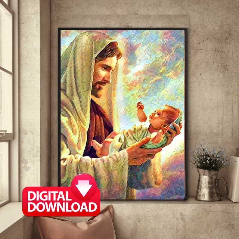 Jesus Christ Holding Baby Printable, Jesus Painting, Jesus Christ Print ...