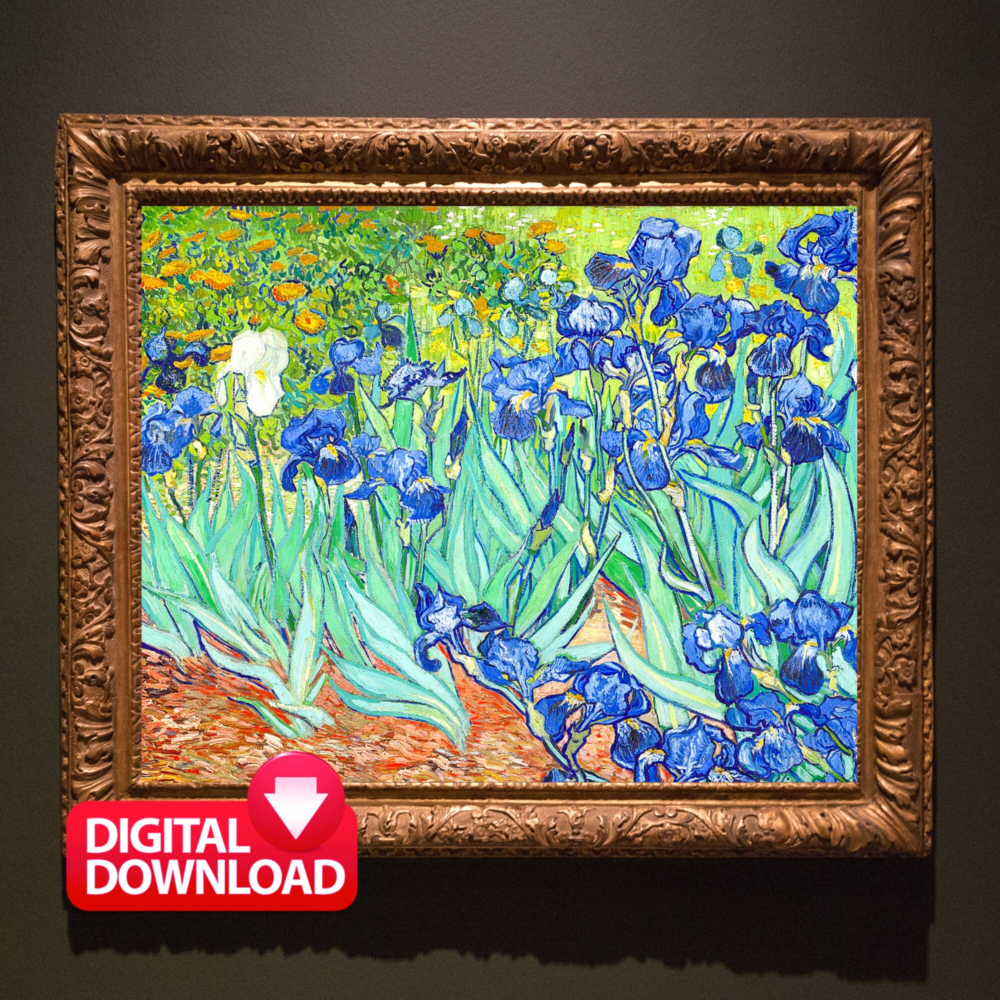 ゴッホのアイリス 1889 プリント 印刷可能、紫のアイリスの絵画