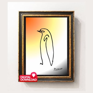 Picasso Penguin Wall Art, Picasso Line Drawing, Picasso Line Art, Picasso Animal Print, Penguin Nursery Art, Picasso Printable Wall Art