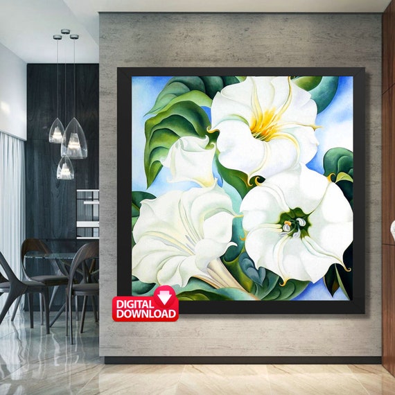 ジムソンウィード、1936年ジョージア・オキーフ作、ヴィンテージの花の