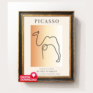 Picasso Camel Print, Picasso Animal Print, Picasso Line Drawing, Camel Vintage Print, Picasso line Art, Single Line Drawing, Single Line Art