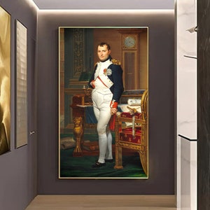 The Emperor Napoleon in His Study at the Tuileries 1812 by Jacques Louis David, French Military Art, Historical Portrait
