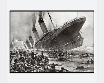 タイタニック号 沈没シーン 手描きアート 絵画 私が描いた絵