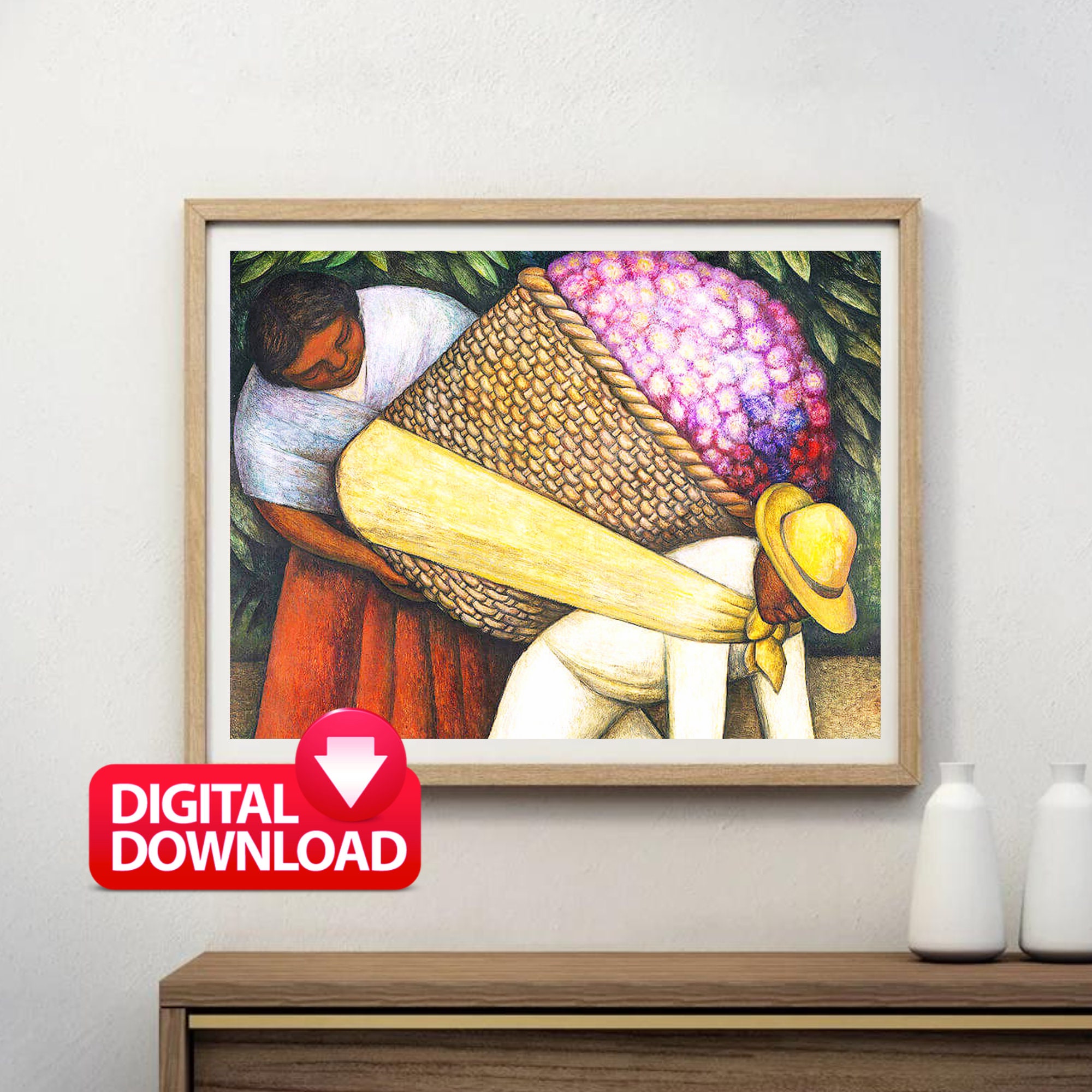 Diego Rivera Print Printable, Flower Carrier 1935, Vintage Mexican Art ...