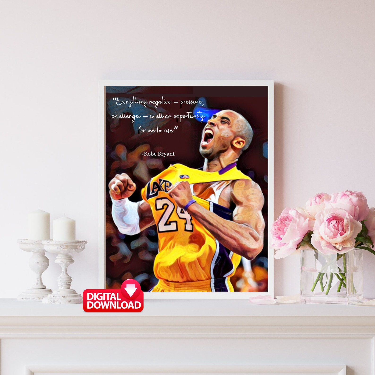 3 of KOBE BRYANT Art Print With Famous Inspirational Quotes Etsy