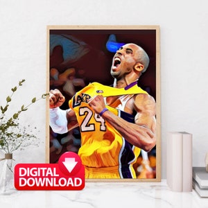 KOBE BRYANT Art Print, NBA Lakers Basketball Poster, Kobe Bryant Artwork, Kobe Painting