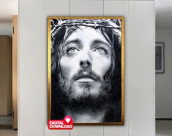 Jesus Christ Portrait Art, Christian Wall Decor (Digital Download)