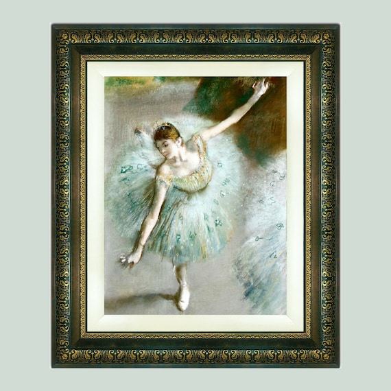 ヴィンテージ・ドガのバレリーナ絵画：緑のドレスを着たダンサー、1883