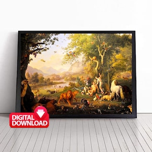 El Jardín del Edén de Wenzel Peter Imprimible, Bellas Artes Clásicas, Arte mural del Jardín del Edén, Pintura del Jardín del Edén