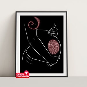 Pregnant Woman Art, Pregnancy Line Art, Pregnancy Print, Pregnant Line Art, First Pregnancy Gift, Pregnancy Printable, Pregnant Belly  Art