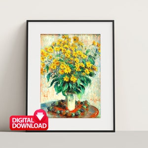 Claude Monet Jerusalem Artichoke Flowers 1880, Famous Monet Painting, Monet Digital Print, Art Nouveau Print