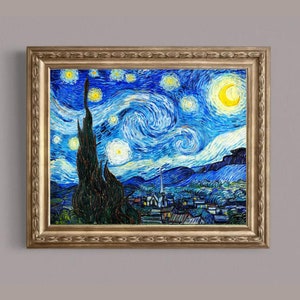 The Starry Night 1889 by Vincent Van Gogh, Starry Night Print, Van Gogh Famous Painting Print, Van Gogh Starry Night Poster Printable