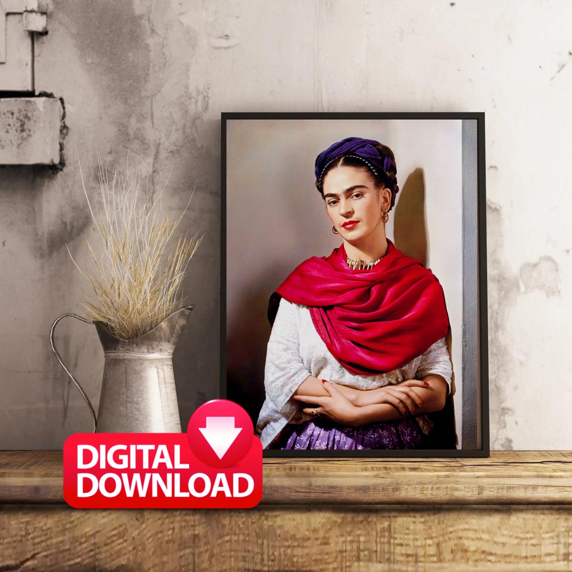 Frida Kahlo Self Portrait Art Print: Mexican Wall Decor (digital ...