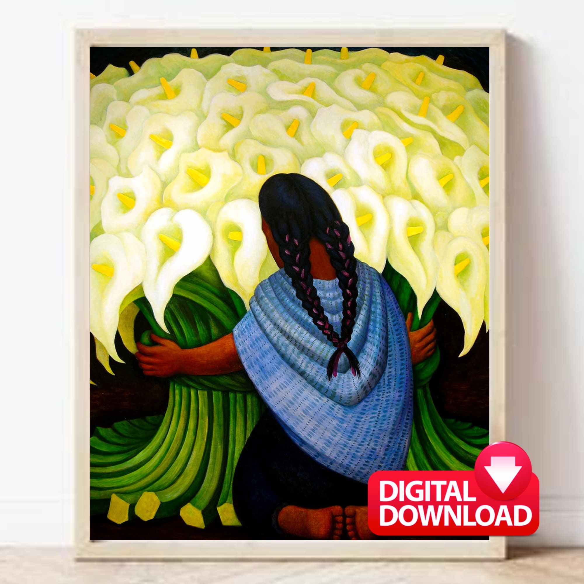 The FLOWER SELLER 1941 Printable by Diego Rivera, Famous
