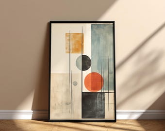 Geometrische Abstrakte Wandkunst | Mid Century moderne Formen Druck | Minimalistisches Terrakotta Poster | Digitaler Download