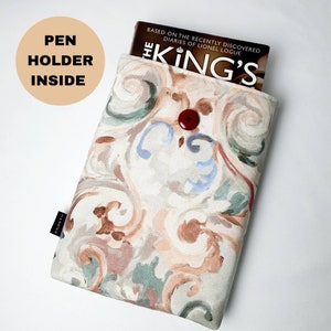 Funda de libro hecha a mano con portalápices, funda portátil para libros de viaje, regalo para amantes de los libros, regalo para el día de la madre, idea de regalo para el padre