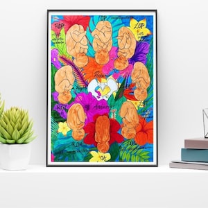 Babyposities - Foetale Kompas Roos - Tropische Bloemen Poster