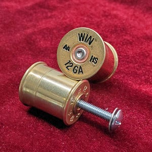 Winchester 12-Gauge Shotgun Shell Drawer Pulls, Brass Cabinet Knobs