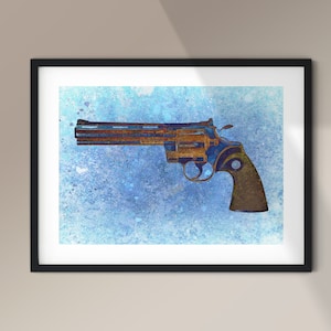 Colt Python 357 Magnum em papel de arquivo azul