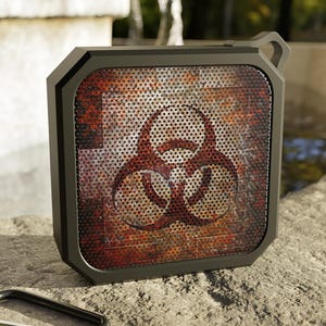 Rusted Bio Hazard Symbol Printed on Blackwater Outdoor Bluetooth Speaker