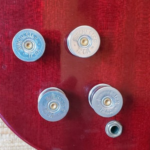 Recycled 12 Gauge Split Shaft Guitar Knobs, Musician and Guitarist Gift
