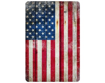 Metalen wandbord met verweerde Amerikaanse vlag