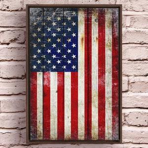 American, Proud Etsy Print, Canvas US USA Large Wall Patriotic or Office for Wall Flag Poster, Flag Home American Art, - Flag Decor
