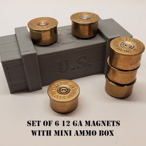 12 Gauge Schrotflinten Shell Magneten, Pistole Liebhaber Geschenk mit Miniatur Ammo Box