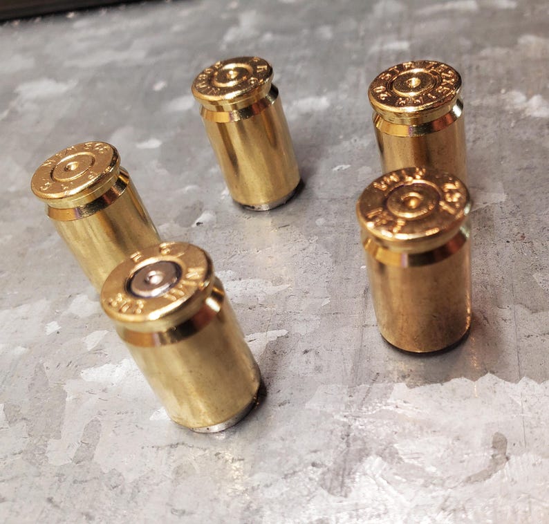 Set of 5 Bullet Brass Magnets Made with Recycled Casings of 308 Caliber
