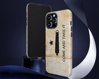 Come and Take It Themed Tough Case for iPhone 13 - Distressed Battle of Gonzales Flag