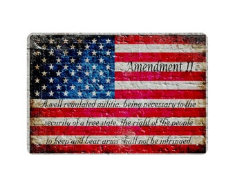 Horizontal American Flag and 2nd Amendment Print on Metal Sheet, Gift for Gun Owners