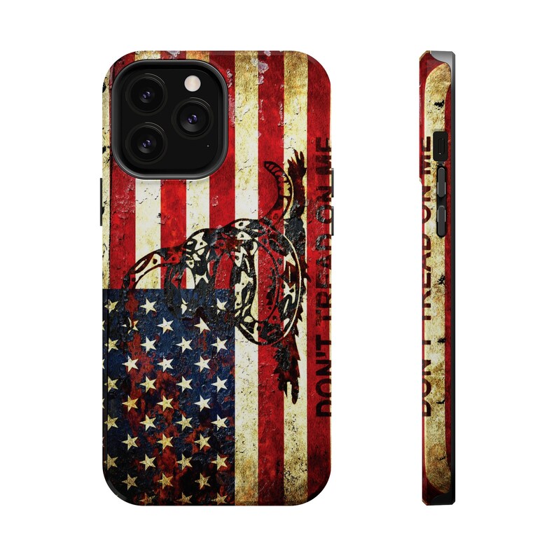 Mag Safe Tough Cases for iPhones 13 and 14 American and Gadsden Flag Print Don't Tread on Me image 10