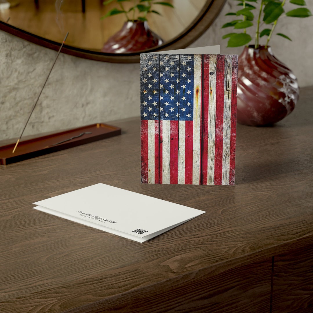 Thank You for Your Service Card: Rustic American Flag Barn Wood Print ...