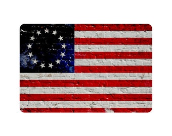 Distressed Betsy Ross Flag on Old Brick Wall Print on Metal - Made in the USA