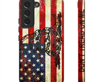 American and Gadsden Flag Tough Case for Samsung Galaxy S21 and S22 - Don't Tread on Me Phone Case