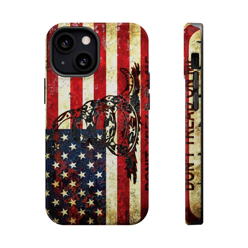 Mag Safe Tough Cases for iPhones 13 and 14 American and Gadsden Flag Print Don't Tread on Me image 8