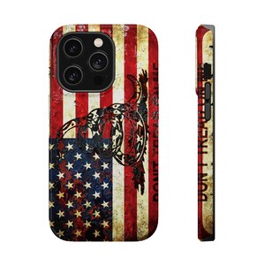 Mag Safe Tough Cases for iPhones 13 and 14 American and Gadsden Flag Print Don't Tread on Me image 3