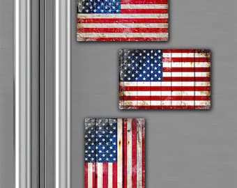 Patriotic Fridge Magnet, American Flag Print on 3.75x5.75 Magnet, 3 print available