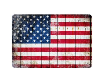 Patriotic and American Flag Themed Print - Distressed American Flag Horizontal Metal Wall Sign Plaque - Made in the USA Print on Metal