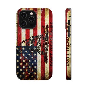 Mag Safe Tough Cases for iPhones 13 and 14 American and Gadsden Flag Print Don't Tread on Me image 6