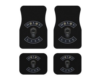 Set of 4 Car Mats - Molon Labe With M1911 Muzzle and Double 45 ACP Case Heads Print
