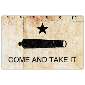 Come and Take It Fridge Magnet Gonzales Battle Flag on Rusted Riveted Plate Print on magnet