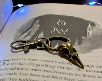 Six of Crows Keychain: Grishaverse Inspired Brass Crow Skull