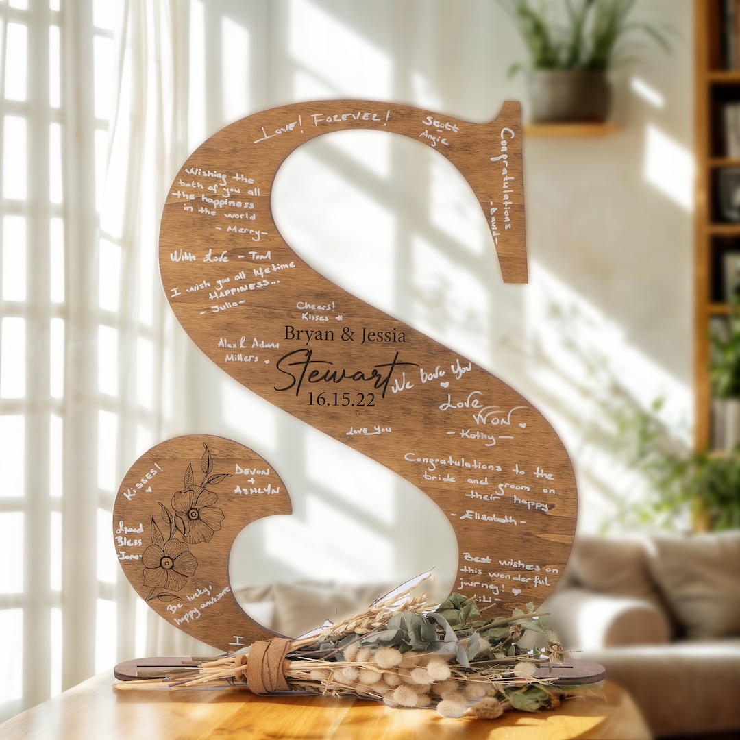 Personalized Wedding Letter Guest Book Wooden Sign, Personalized ...